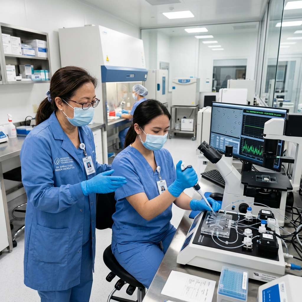 Clinic staff training on MicroSort equipment